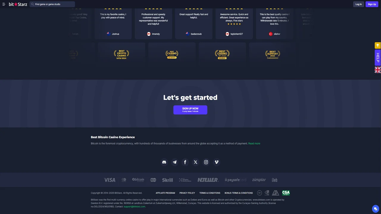 Bitstarz footer licence