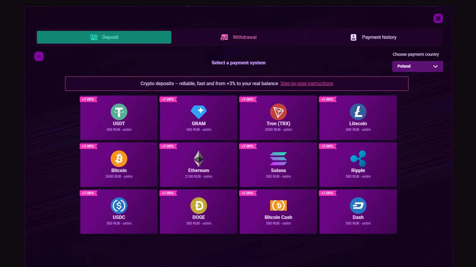 Booi USDT deposit cashier