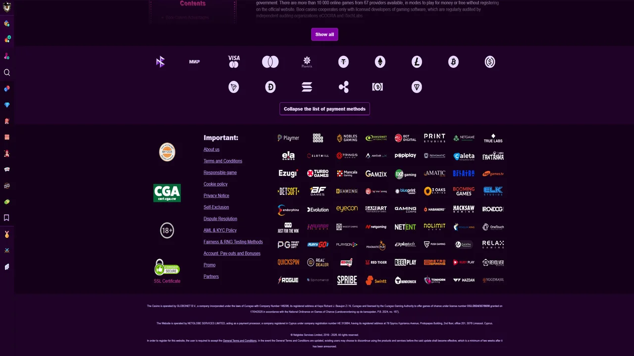 Booi footer licence