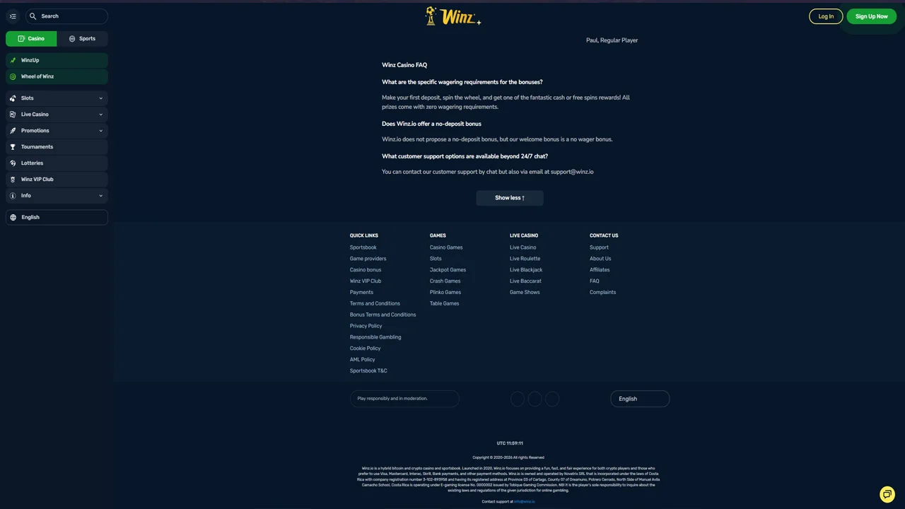 Winz footer licence
